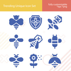 Simple set of pollen related filled icons.