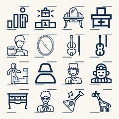 Simple set of specialization related lineal icons.