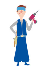 電動工具を持つ大工