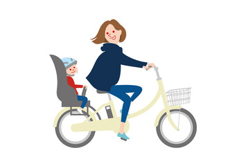 電動アシスト付き自転車に乗る親子