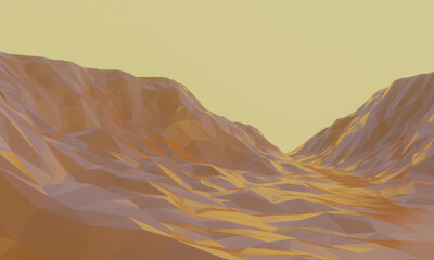 3D renderated low poly dried valley