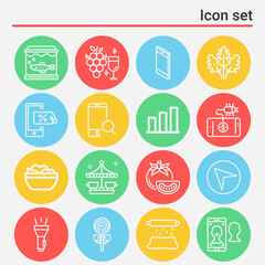 16 pack of visualization  lineal web icons set