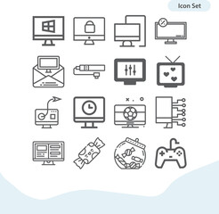 Simple set of crystal related lineal icons.