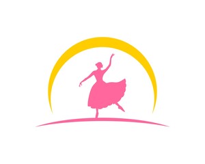 Women ballerina with yellow swoosh