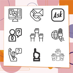 Simple set of 9 icons related to requested