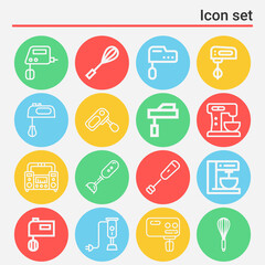 16 pack of dominated  lineal web icons set