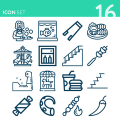 Simple set of 16 icons related to loads