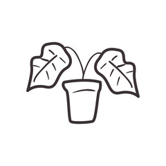 plant inside pot daily sticker line style icon vector design