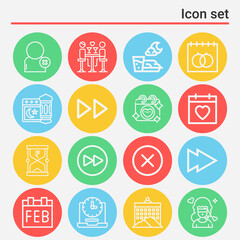 16 pack of familiar  lineal web icons set