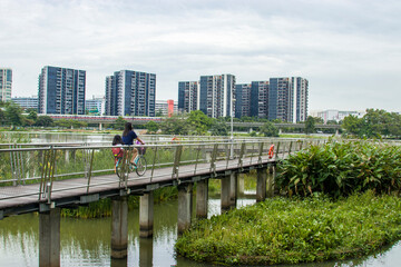 Singapore 23rd Oct 2020: The lake view in Jurong Lake Gardens. A new national gardens in the...