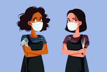 Team of Hair Stylists Wearing Personal Protective Equipment