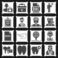 16 pack of medical practitioner  filled web icons set