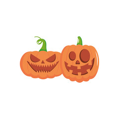 cartoon halloween pumpkins icon, flat style