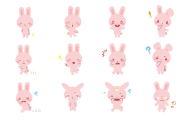 Obraz premium うさぎちゃん_色んなポーズセット1