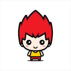 cute red haired boy character vector design
