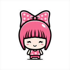 cute girl character vector design wearing ribbon
