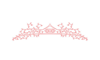 植物模様のティアラ　線画イラスト_15 © green-ASH