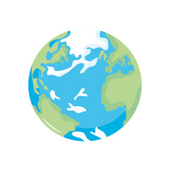 icon of snowy earth planet, flat style