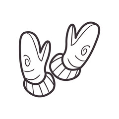 winter gloves daily sticker line style icon vector design