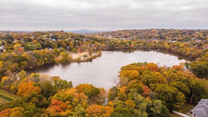 autumn landscape with reservoir