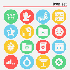 16 pack of card  filled web icons set