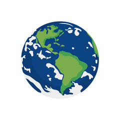 snowy earth planet icon, flat style