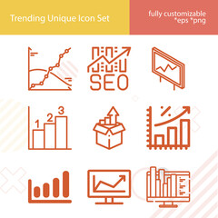 Simple set of frequency response related lineal icons.