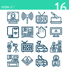 Simple set of 16 icons related to diffuse