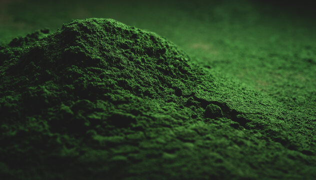 Spirulina Powder macro close up,