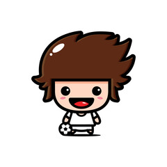 Vector design of cute boy character in soccer costume