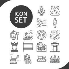 Simple set of vietnam related lineal icons.