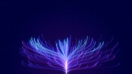 Data tree network line connection node structure concept with copy space, digital information technology background