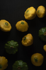 Mixed Organic pumpkins macro close up