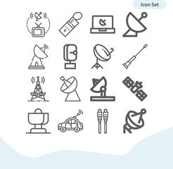 Simple set of transmitting aerial related lineal icons.