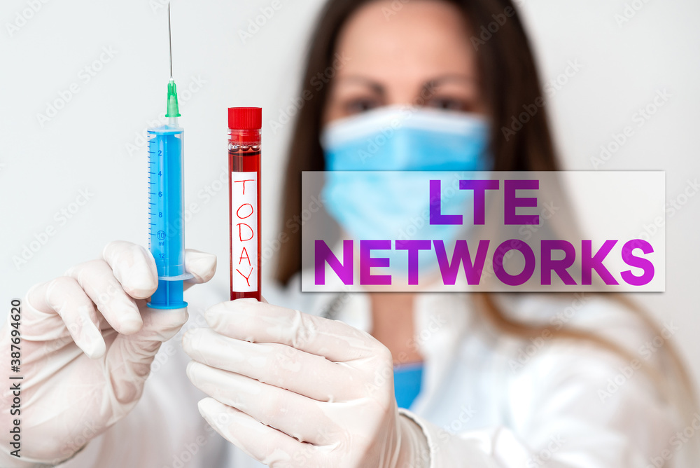 Aufkleber conceptual hand writing showing lte networks. concept meaning fastest network connection available f