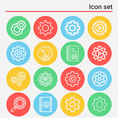 16 pack of arranged  lineal web icons set