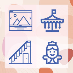 Simple set of water park related lineal icons