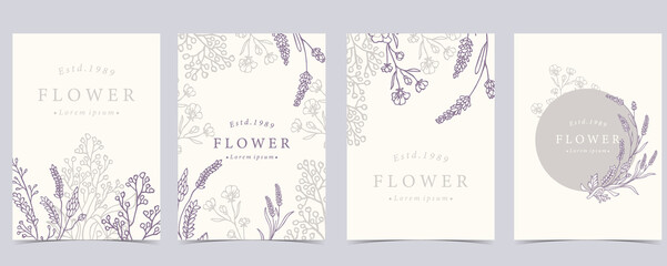 Collection of flower background set with lavender.Editable vector illustration for website, invitation,postcard and sticker © piixypeach