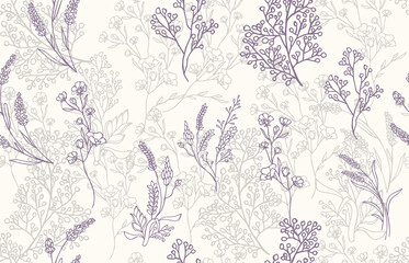 Seamless pattern lavender background - obrazy, fototapety, plakaty