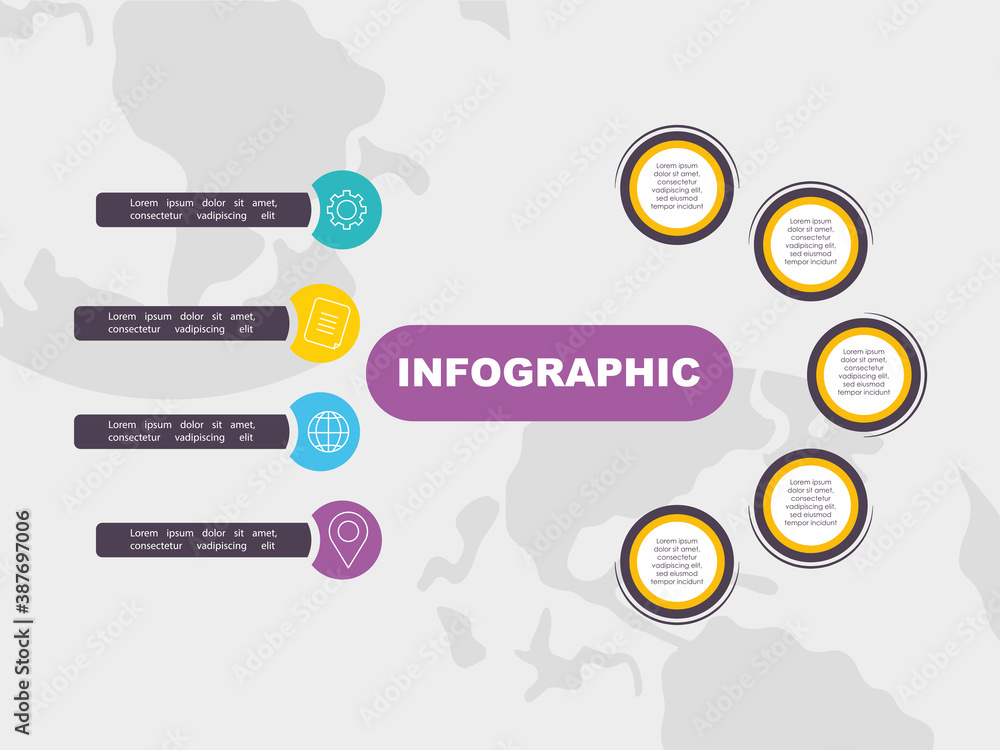 Poster infographic timeline workflow or process map background template