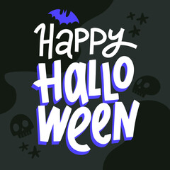 Happy halloween greeting on dark background for postcard and brochure design