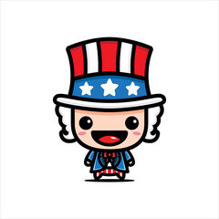 cute uncle sam character vector design
