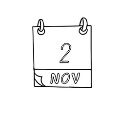 calendar hand drawn in doodle style. November 2. International Day to End Impunity for Crimes against Journalists, date. icon, sticker, element, design. planning, business holiday