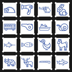 16 pack of experiencing  lineal web icons set