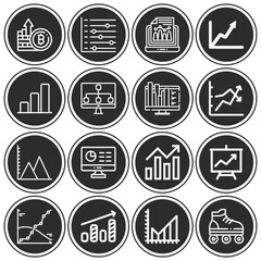 16 pack of vertex  lineal web icons set