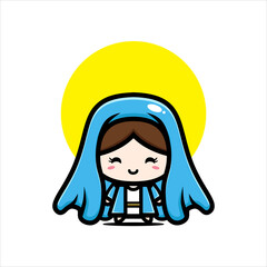 cute virgin mary girl character vector design