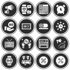 16 pack of ad  filled web icons set
