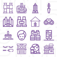 16 pack of races  lineal web icons set