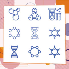 Simple set of 9 icons related to molecules