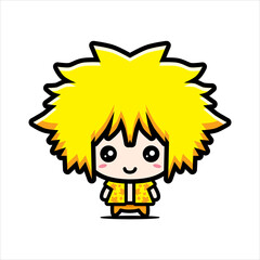 all yellow cute boy character vector design